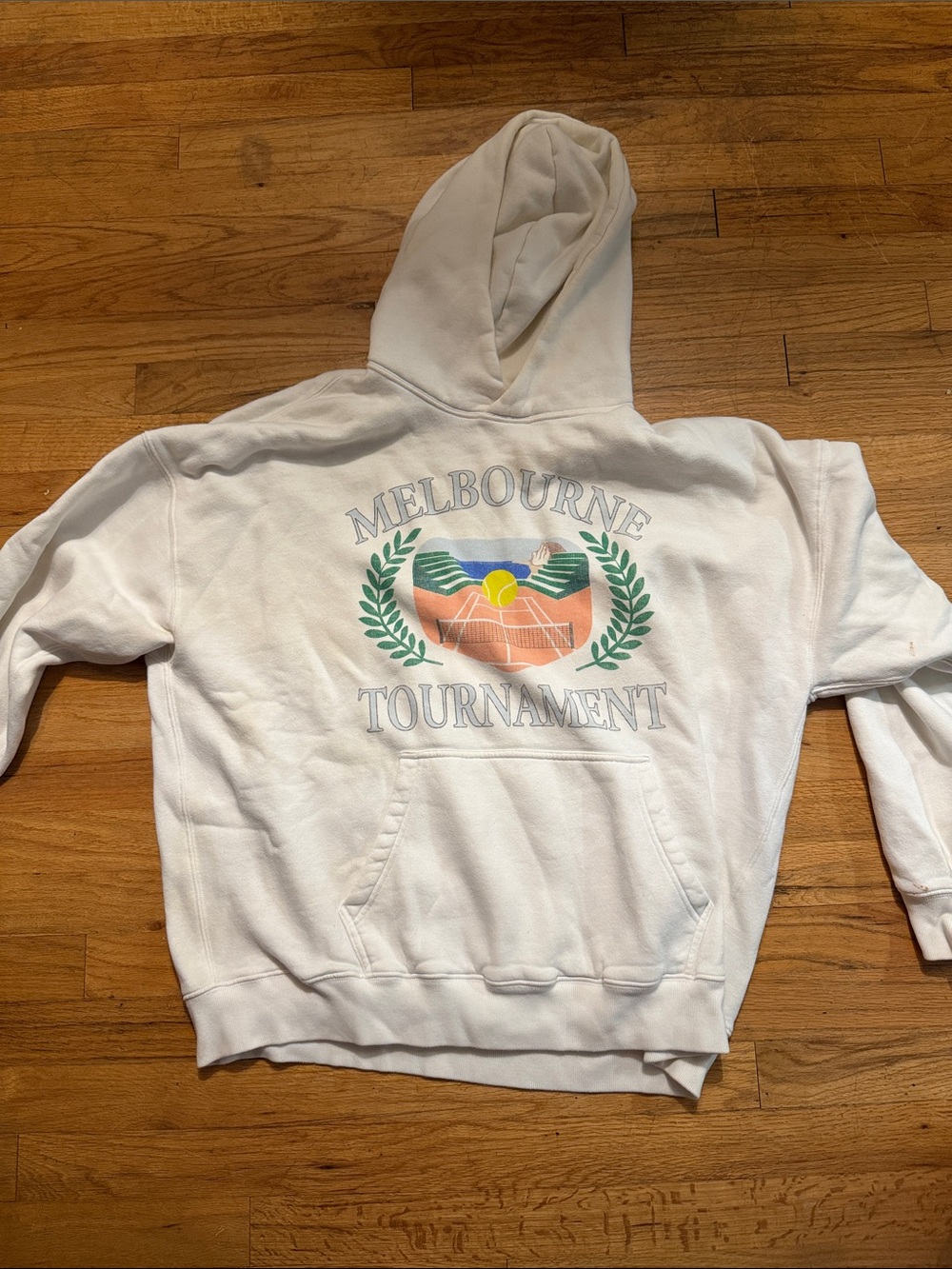 Abercrombie & Fitch White Melbourne Tournament Graphic Hoodie